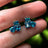 The Tulia - London Blue Topaz Cluster Studs Earrings Handmade Handcrafted