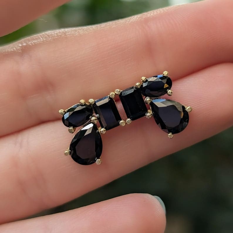 The Tulia - Onyx Cluster Studs Earrings Handmade Handcrafted