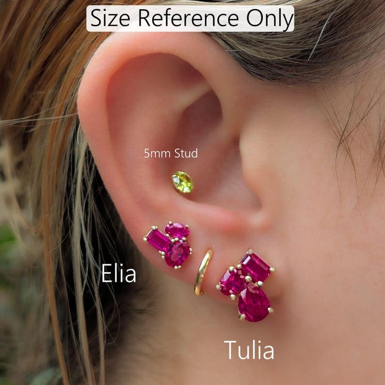 The Tulia - Peridot Cluster Studs Earrings Handmade Handcrafted