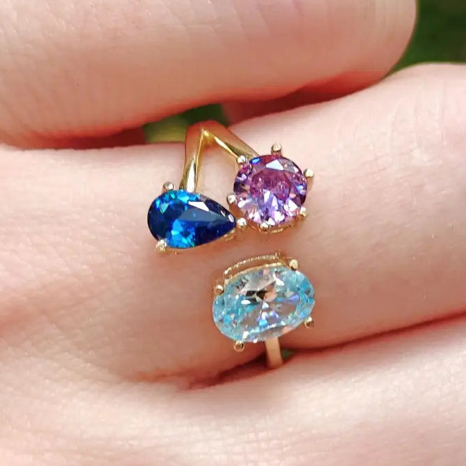 Three Stone Family Ring Rings Handmade Handcrafted