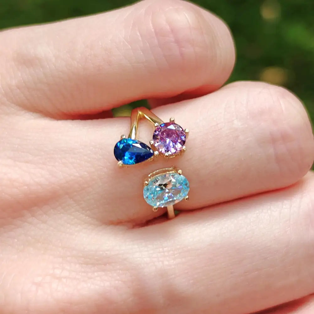 Three Stone Family Ring Rings Handmade Handcrafted