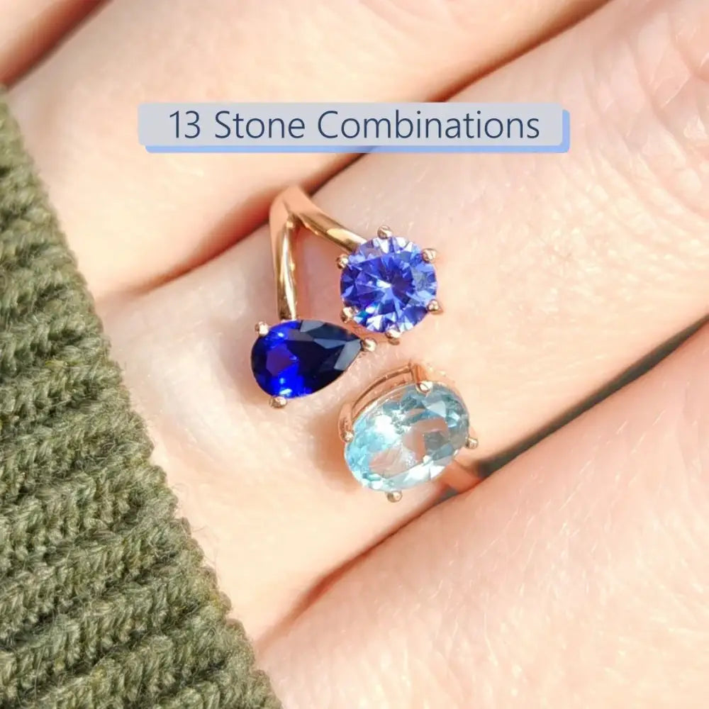 Three Stone Family Ring Rings Handmade Handcrafted