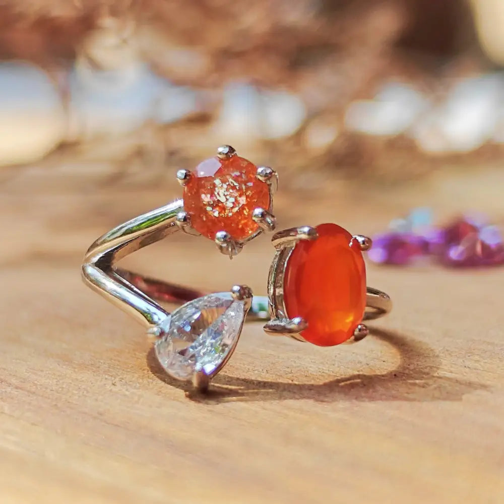 Three Stone Family Ring Rings Handmade Handcrafted