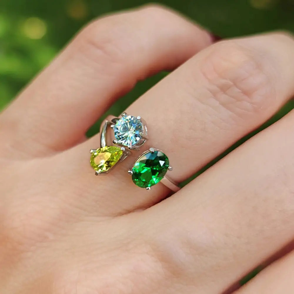 Three Stone Family Ring Rings Handmade Handcrafted
