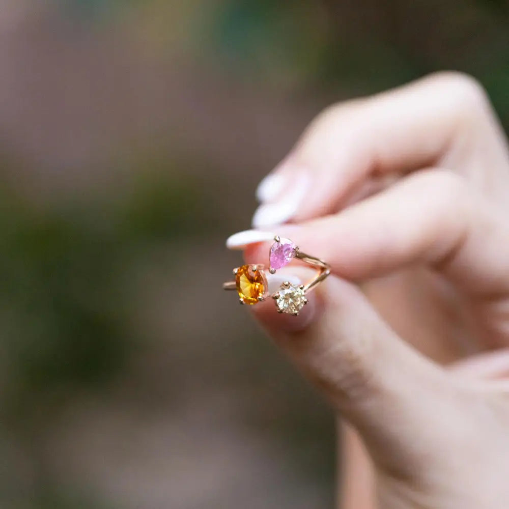 Three Stone Family Ring Rings Handmade Handcrafted