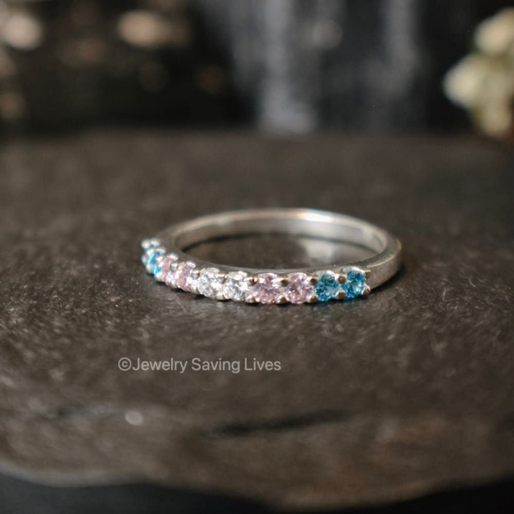 Trans Half Eternity Band Rings Handmade Handcrafted