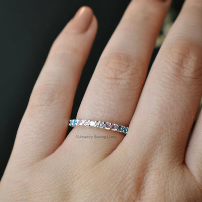 Trans Half Eternity Band Rings Handmade Handcrafted