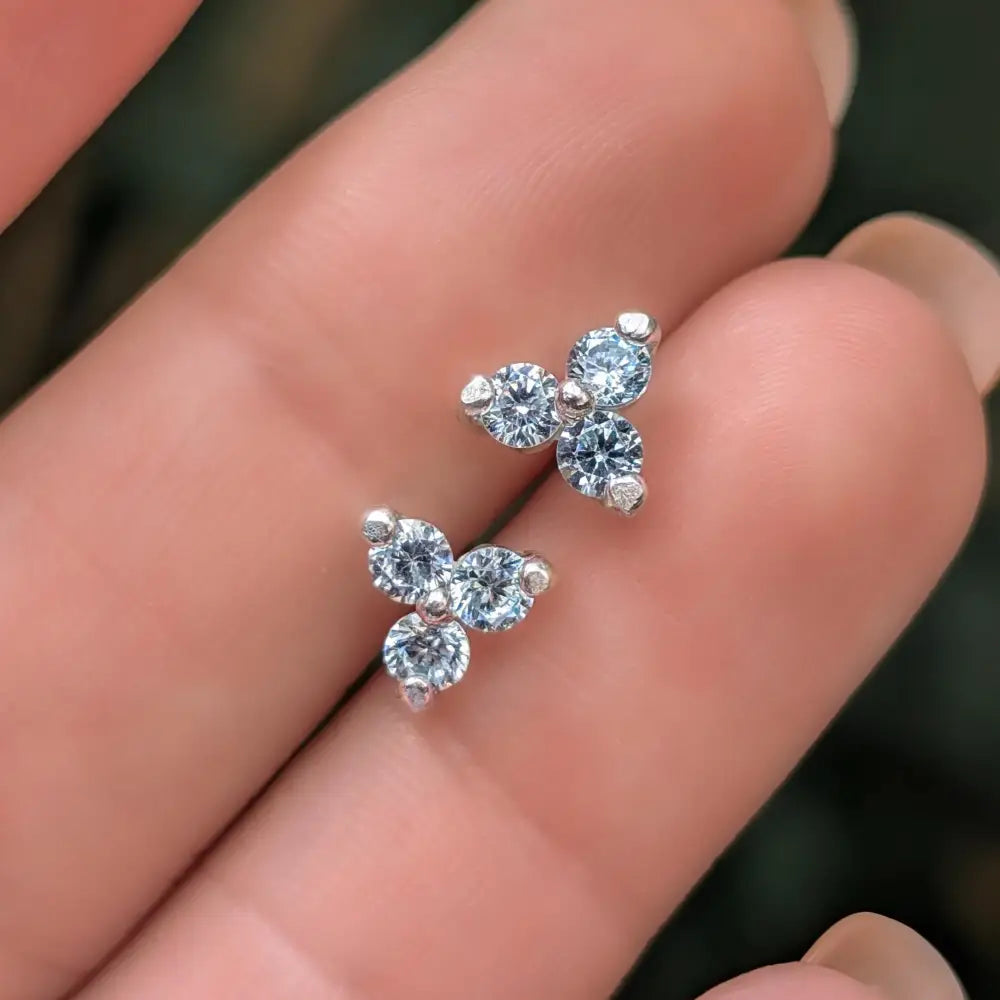 Tri-Cluster Aquamarine Earrings Earrings Handmade Handcrafted