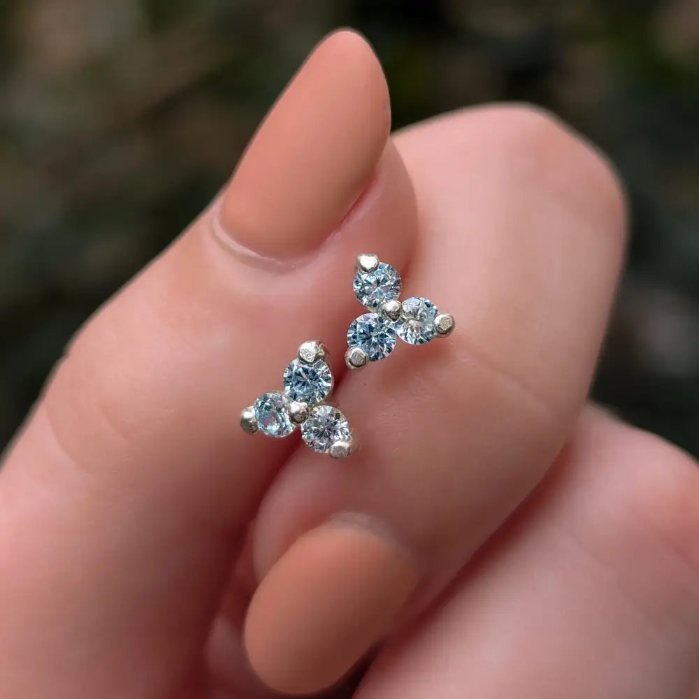 Tri-Cluster Aquamarine Earrings Earrings Handmade Handcrafted