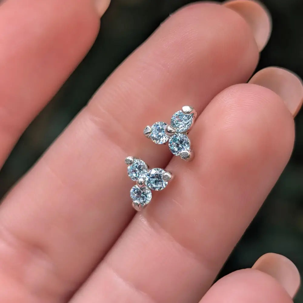 Tri-Cluster Aquamarine Earrings Earrings Handmade Handcrafted