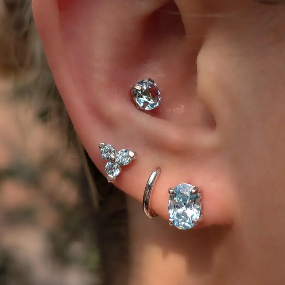 Tri-Cluster Aquamarine Earrings Earrings Handmade Handcrafted