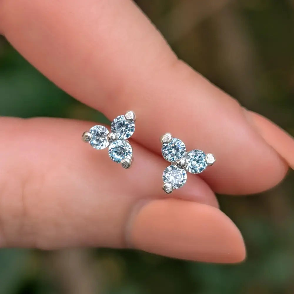 Tri-Cluster Aquamarine Earrings Earrings Handmade Handcrafted