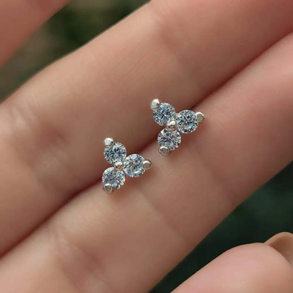 Tri-Cluster Aquamarine Earrings Earrings Handmade Handcrafted