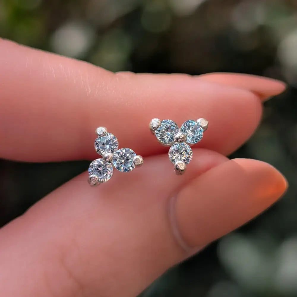 Tri-Cluster Aquamarine Earrings Earrings Handmade Handcrafted