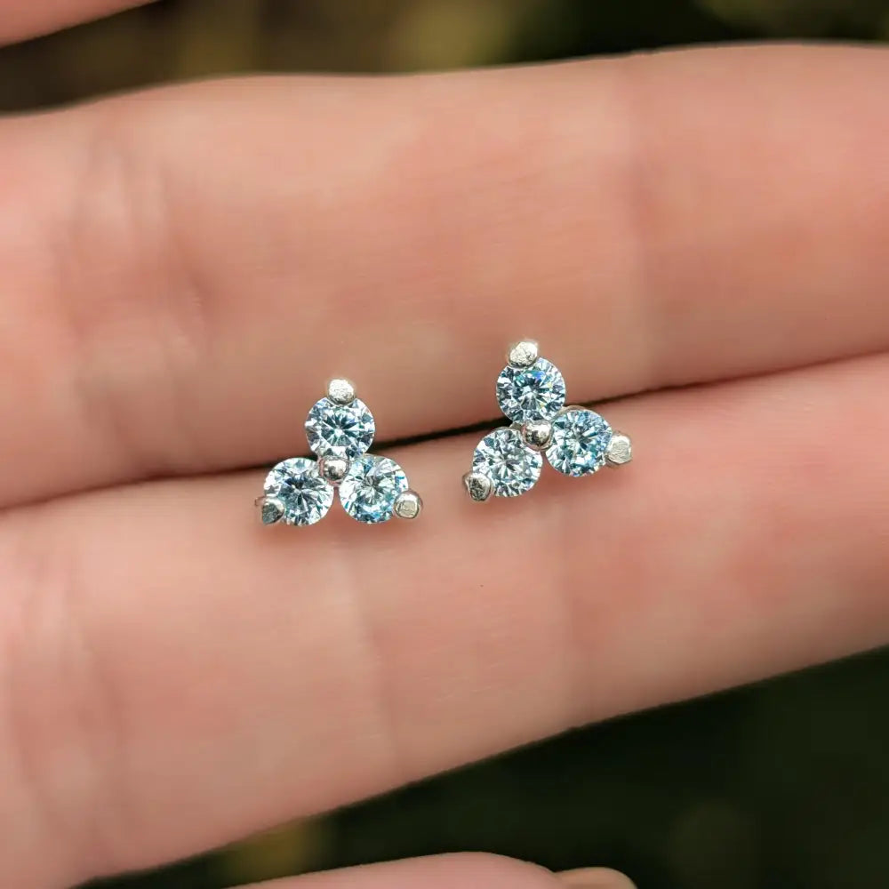 Tri-Cluster Aquamarine Earrings Earrings Handmade Handcrafted