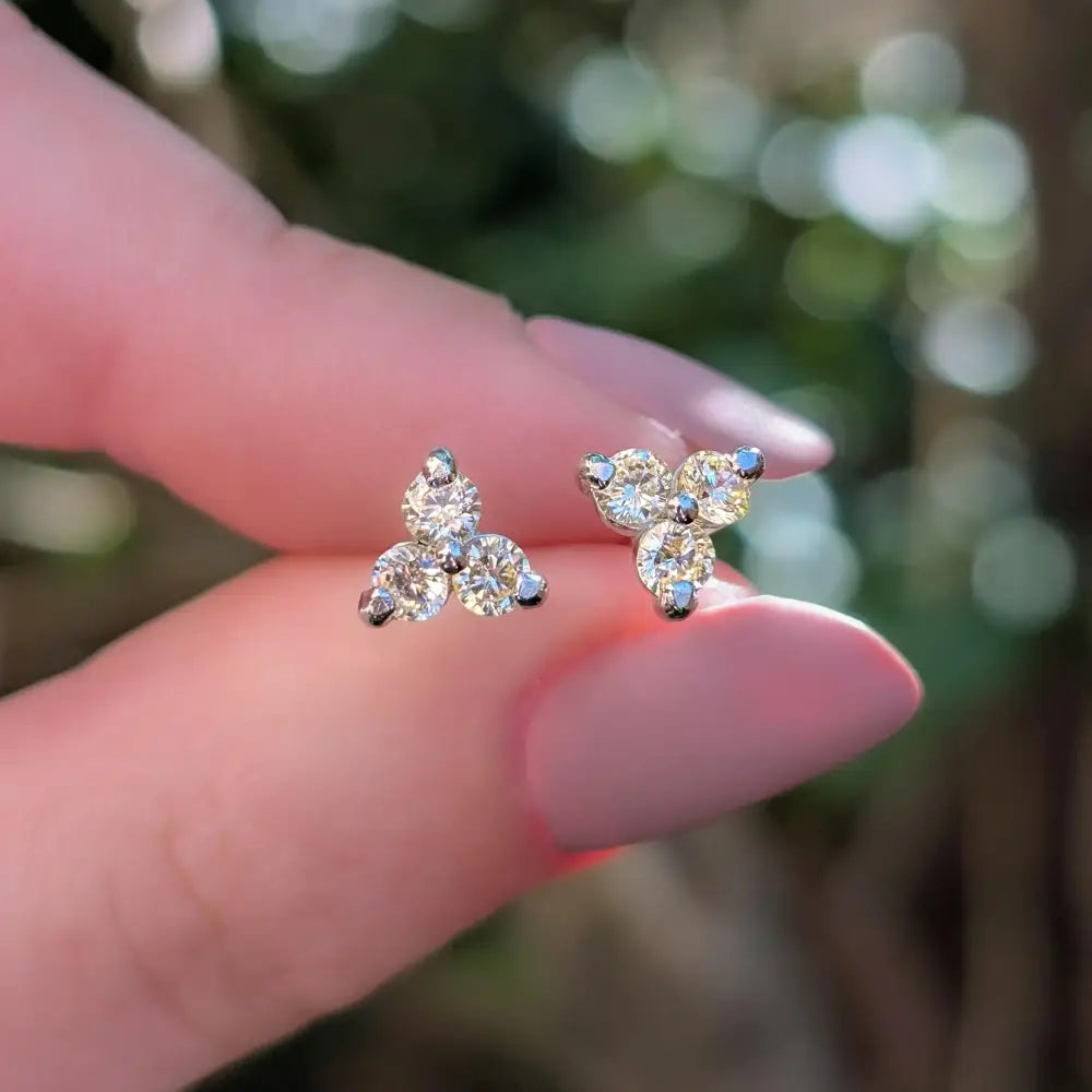 Tri-Cluster Champagne Sapphire Stud Earrings Earrings Handmade Handcrafted