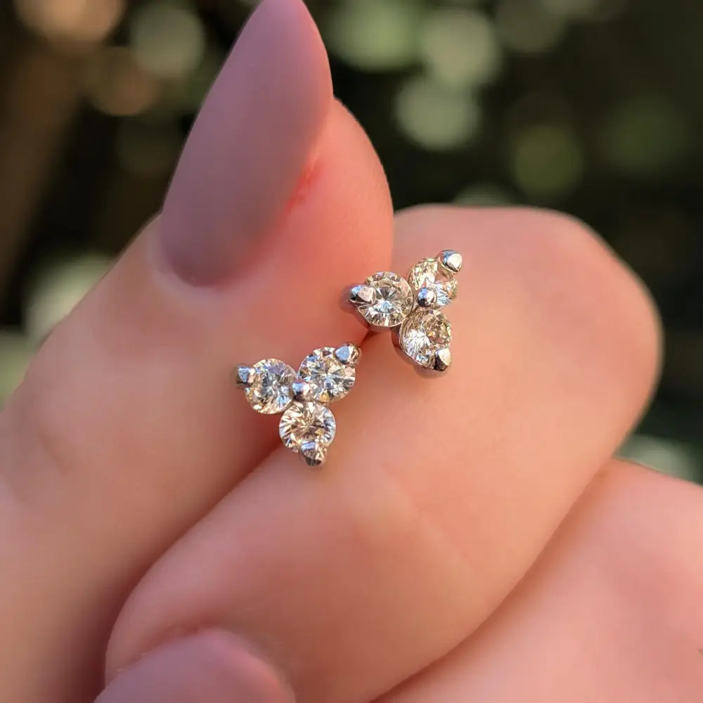 Tri-Cluster Champagne Sapphire Stud Earrings Earrings Handmade Handcrafted