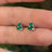 Tri-Cluster Emerald Stud Earrings Earrings Handmade Handcrafted