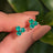 Tri-Cluster Emerald Stud Earrings Earrings Handmade Handcrafted