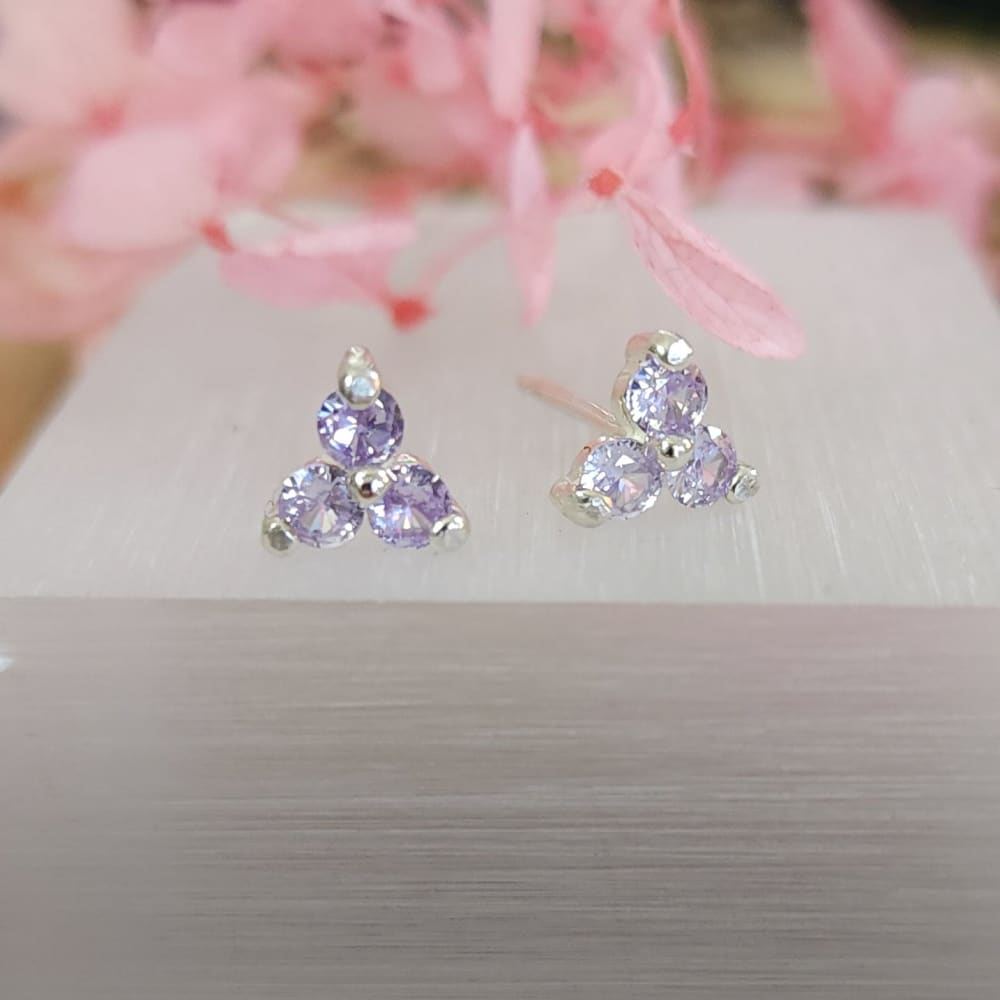 Tri-Cluster Gemstone Earrings Earrings Handmade Handcrafted