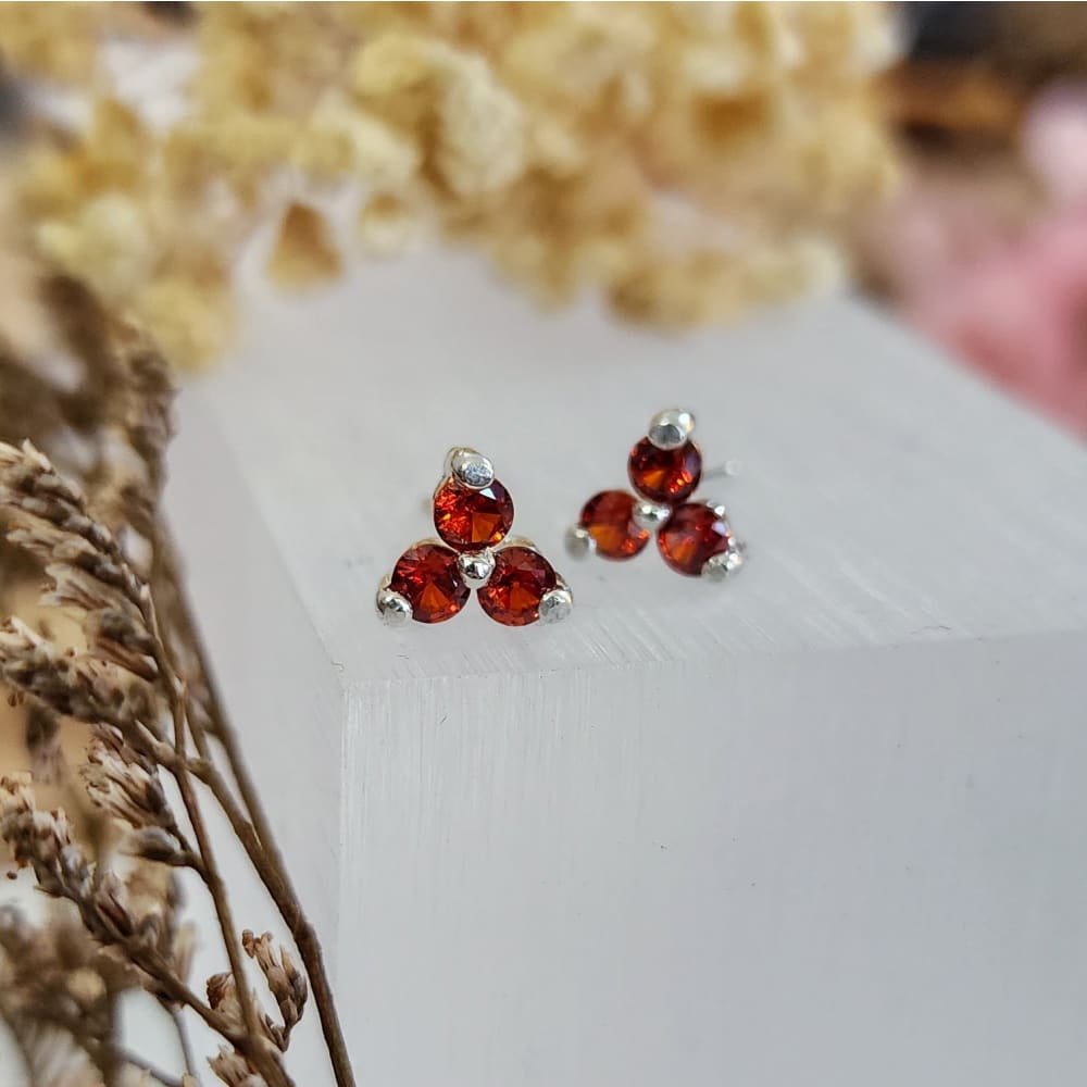 Tri-Cluster Gemstone Earrings Earrings Handmade Handcrafted