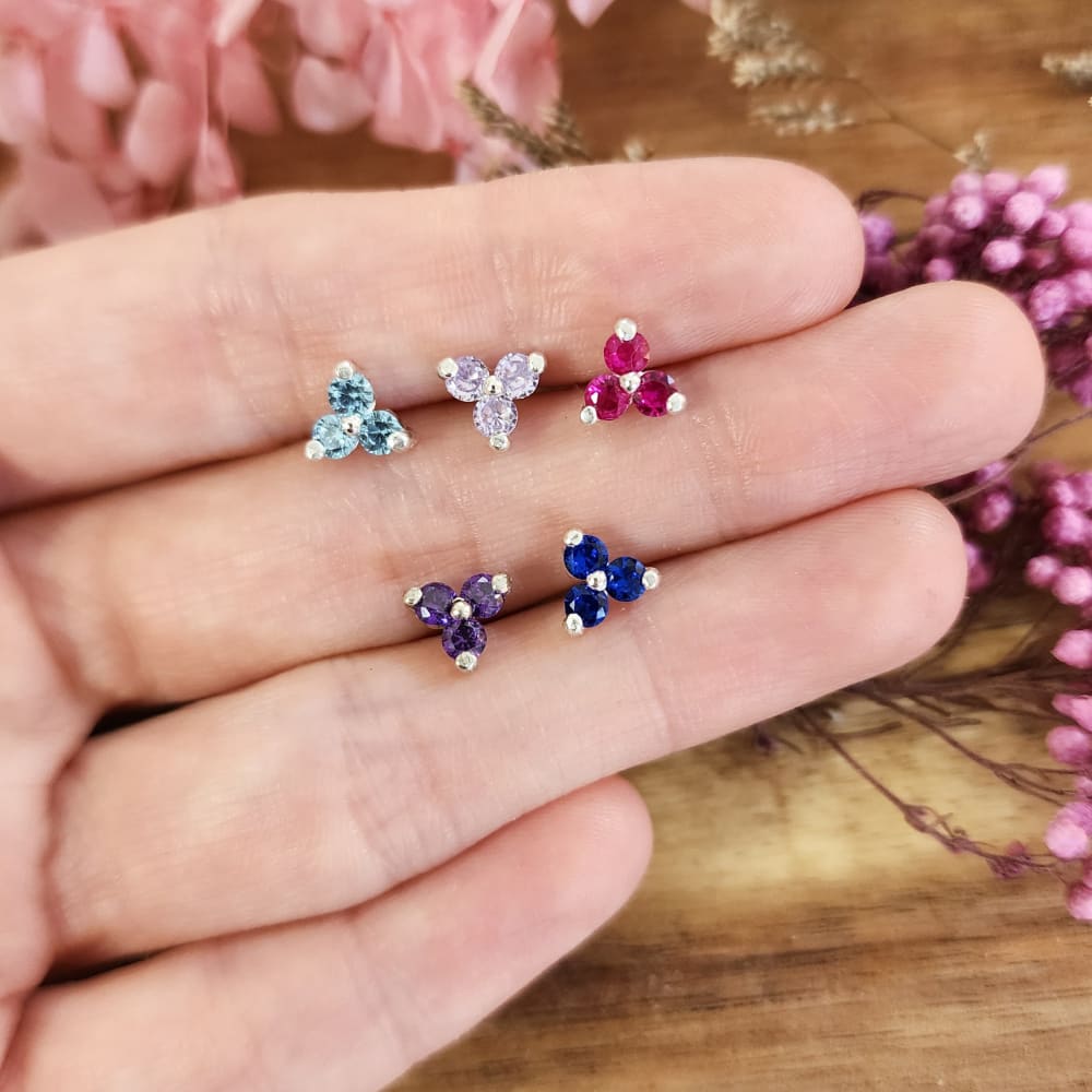 Tri-Cluster Gemstone Earrings Earrings Handmade Handcrafted