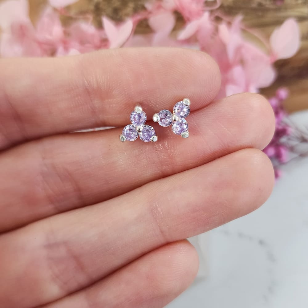 Tri-Cluster Gemstone Earrings Earrings Handmade Handcrafted