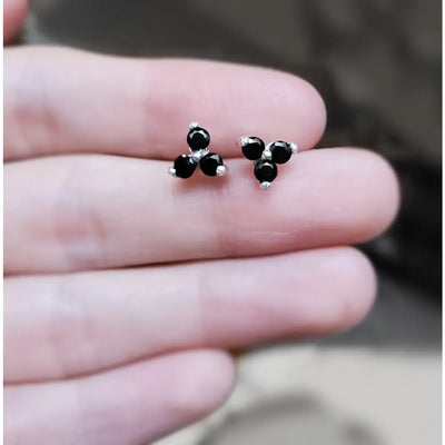 Tri-Cluster Onyx Earrings Earrings Handmade Handcrafted