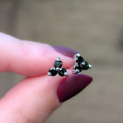 Tri-Cluster Onyx Earrings Earrings Handmade Handcrafted