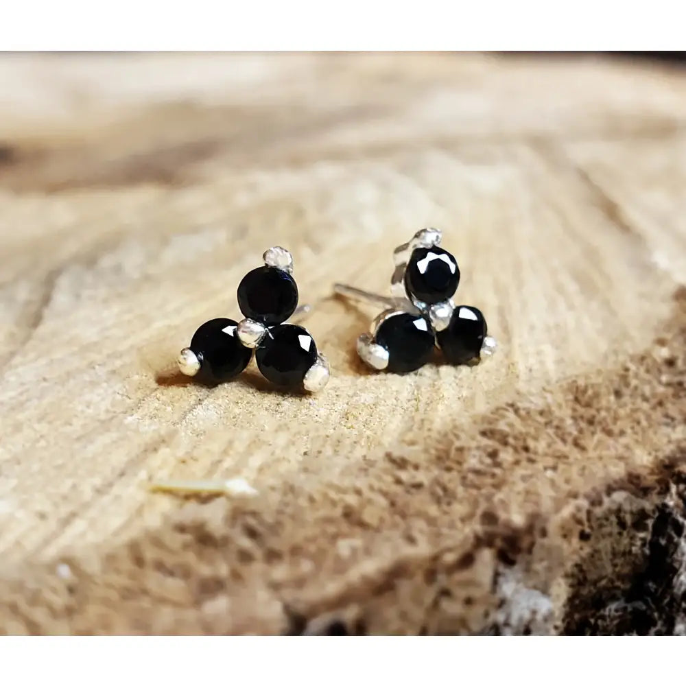 Tri-Cluster Onyx Stud Earrings Earrings Handmade Handcrafted