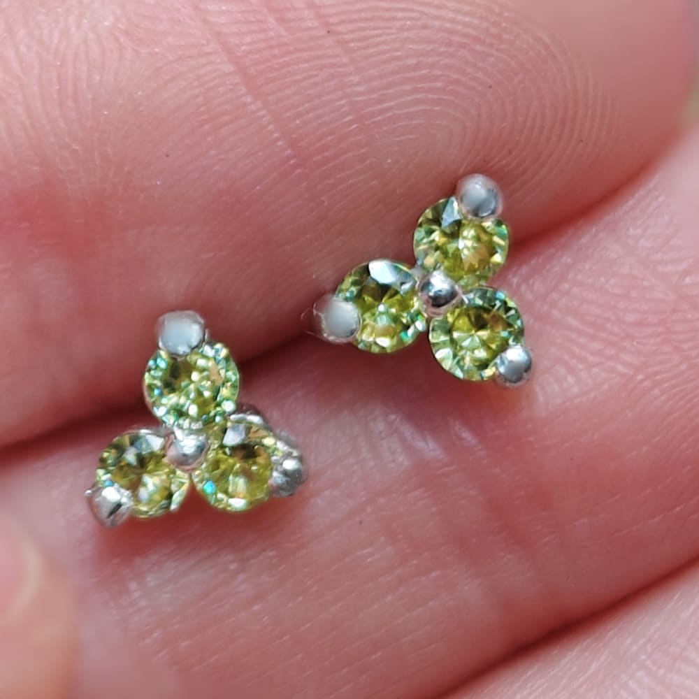 Tri-Cluster Peridot Earrings Earrings Handmade Handcrafted