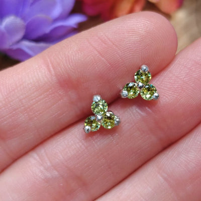 Tri-Cluster Peridot Earrings Earrings Handmade Handcrafted