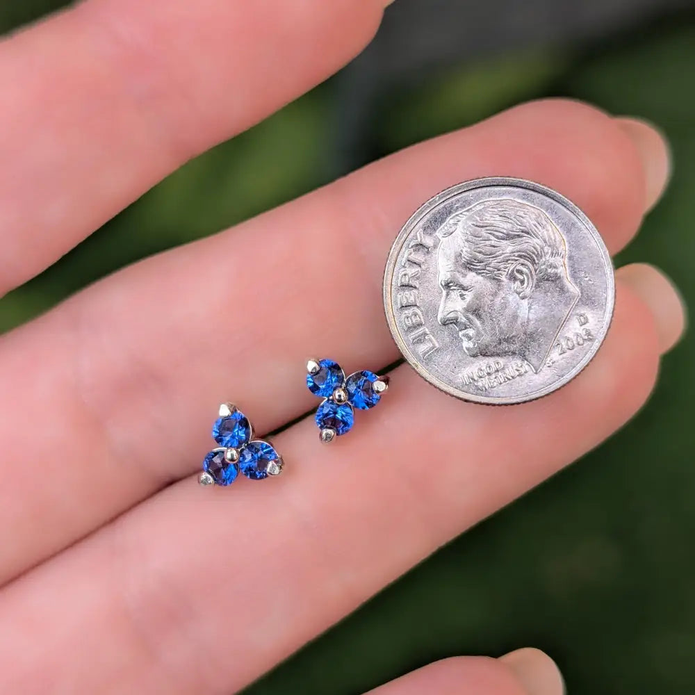 Tri-Cluster Sapphire Stud Earrings Earrings Handmade Handcrafted
