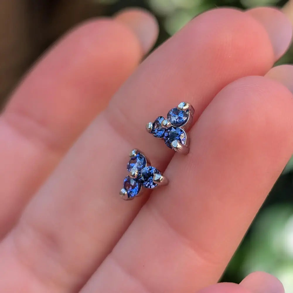 Tri-cluster Tanzanite Earrings LS Earrings Handmade Handcrafted