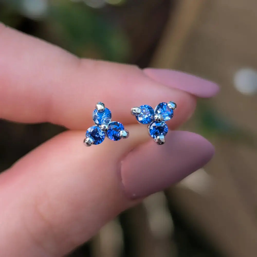 Tri-cluster Tanzanite Earrings LS Earrings Handmade Handcrafted