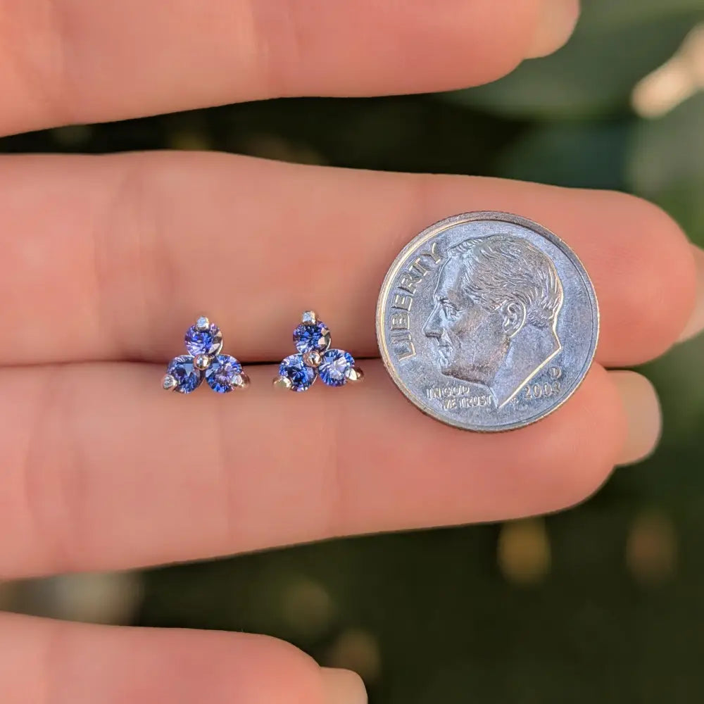 Tri-cluster Tanzanite Earrings LS Earrings Handmade Handcrafted