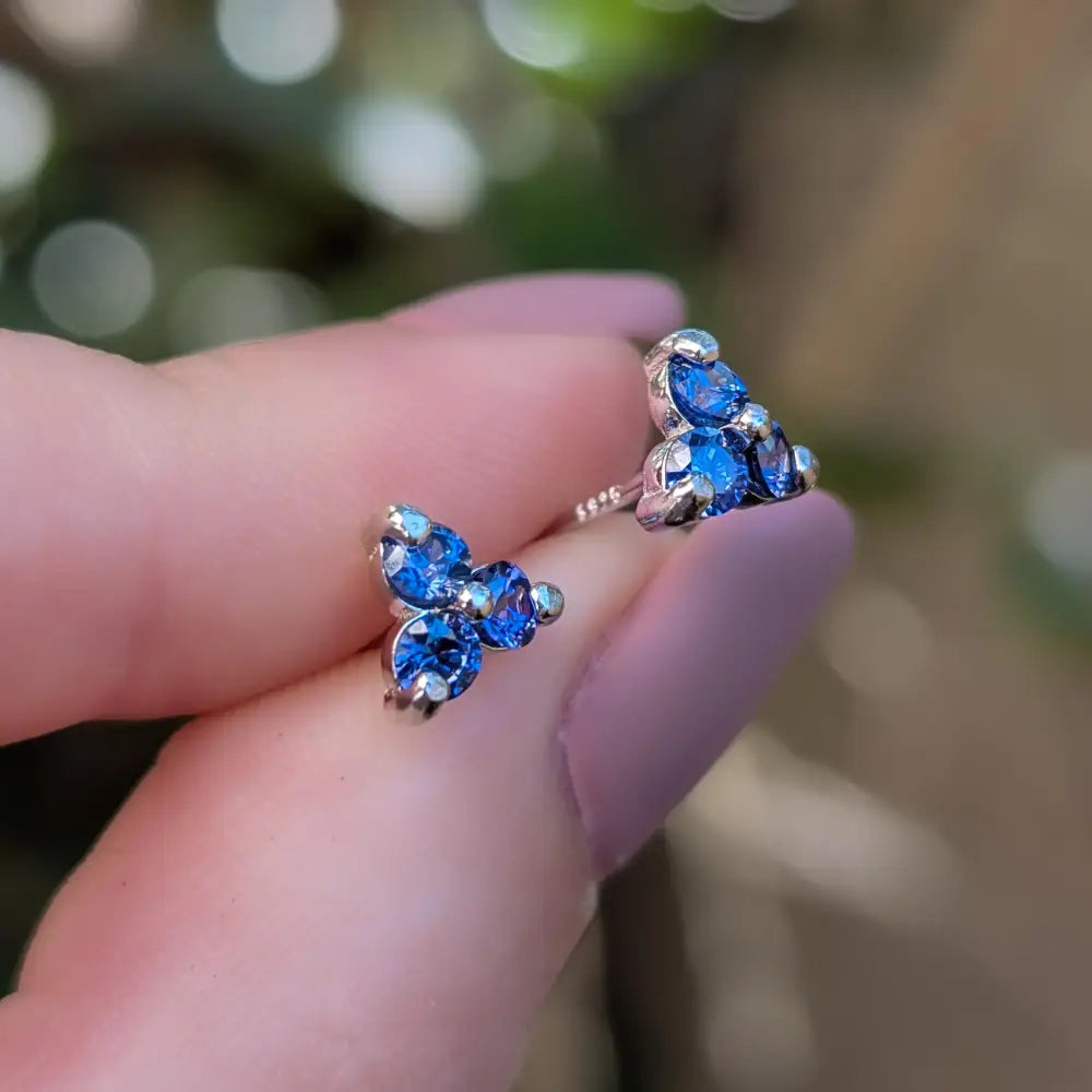 Tri-cluster Tanzanite Earrings LS Earrings Handmade Handcrafted