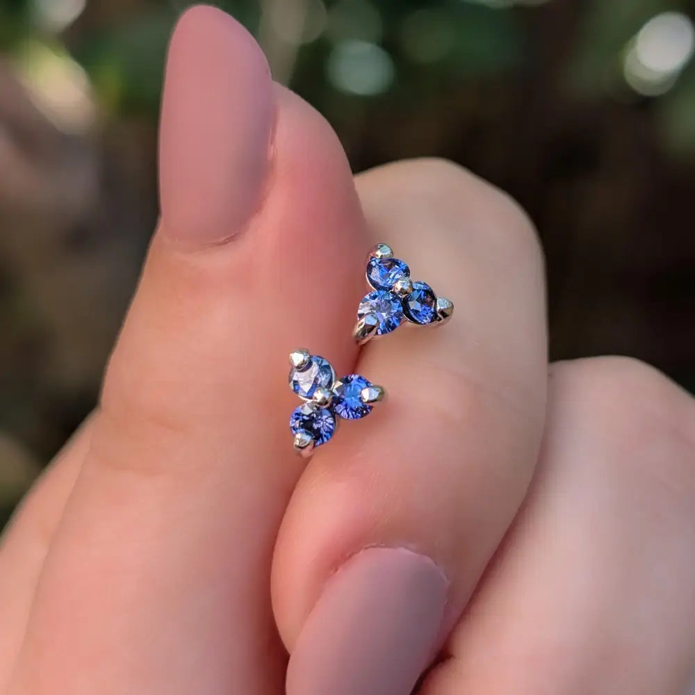 Tri-cluster Tanzanite Earrings LS Earrings Handmade Handcrafted