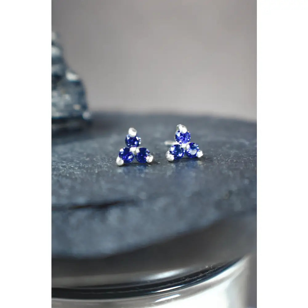 Tri-cluster Tanzanite Stud Earrings Earrings Handmade Handcrafted