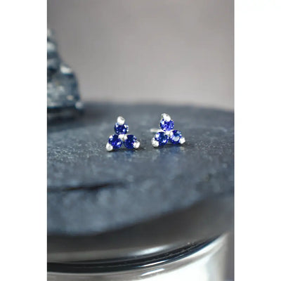 Tri-cluster Tanzanite Stud Earrings Earrings Handmade Handcrafted
