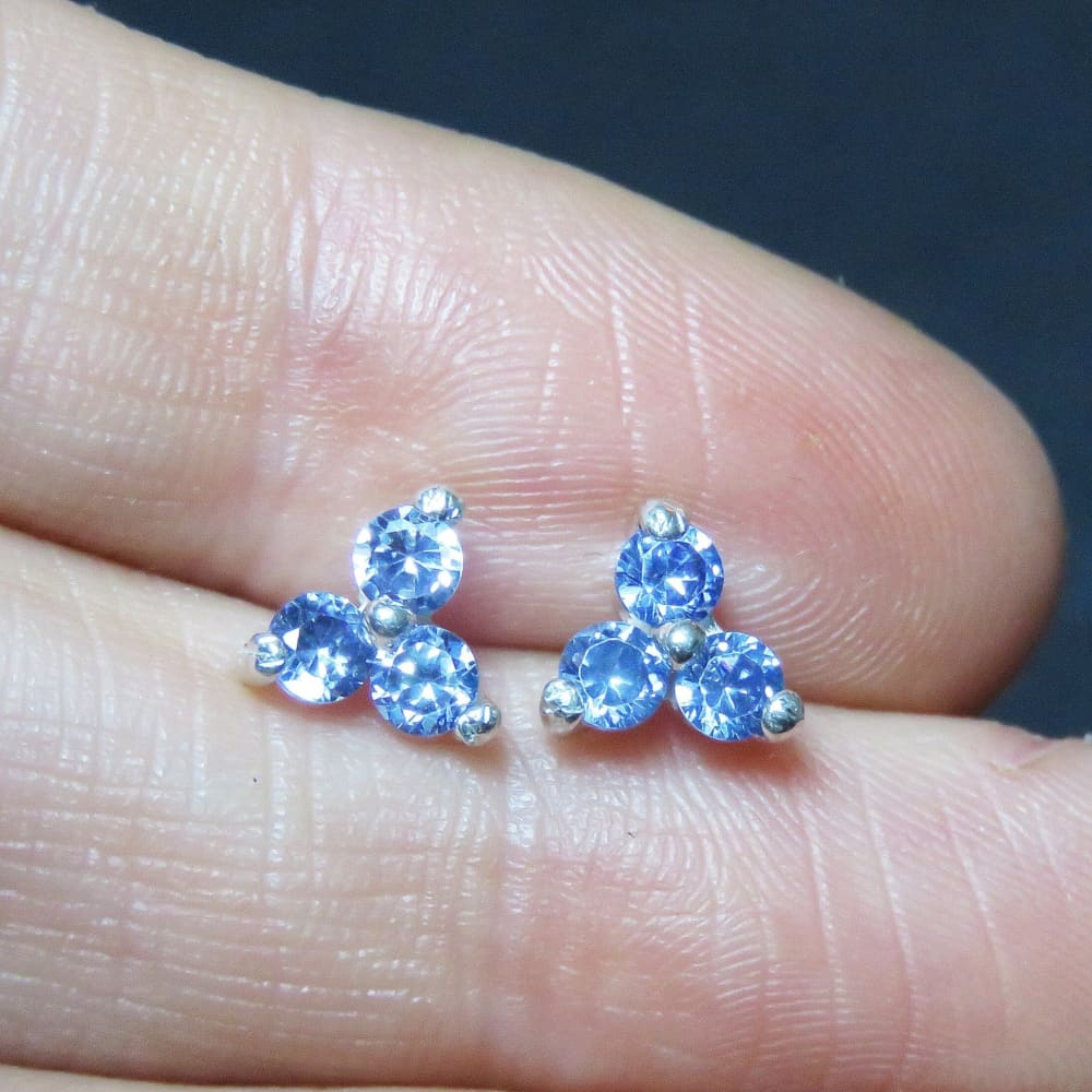 Tri-cluster Tanzanite Stud Earrings Earrings Handmade Handcrafted