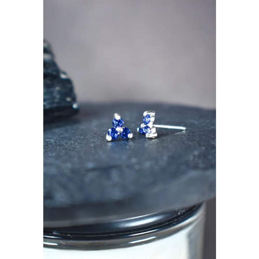 Tri-cluster Tanzanite Stud Earrings Earrings Handmade Handcrafted