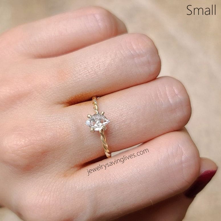 Twisted Herkimer Diamond Ring Rings Handmade Handcrafted