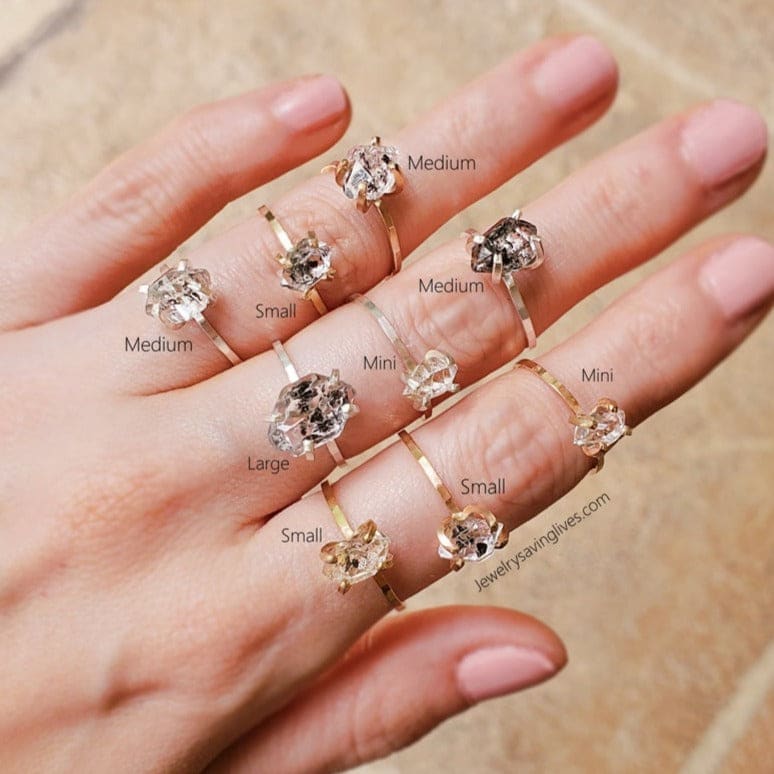 Twisted Herkimer Diamond Ring Rings Handmade Handcrafted