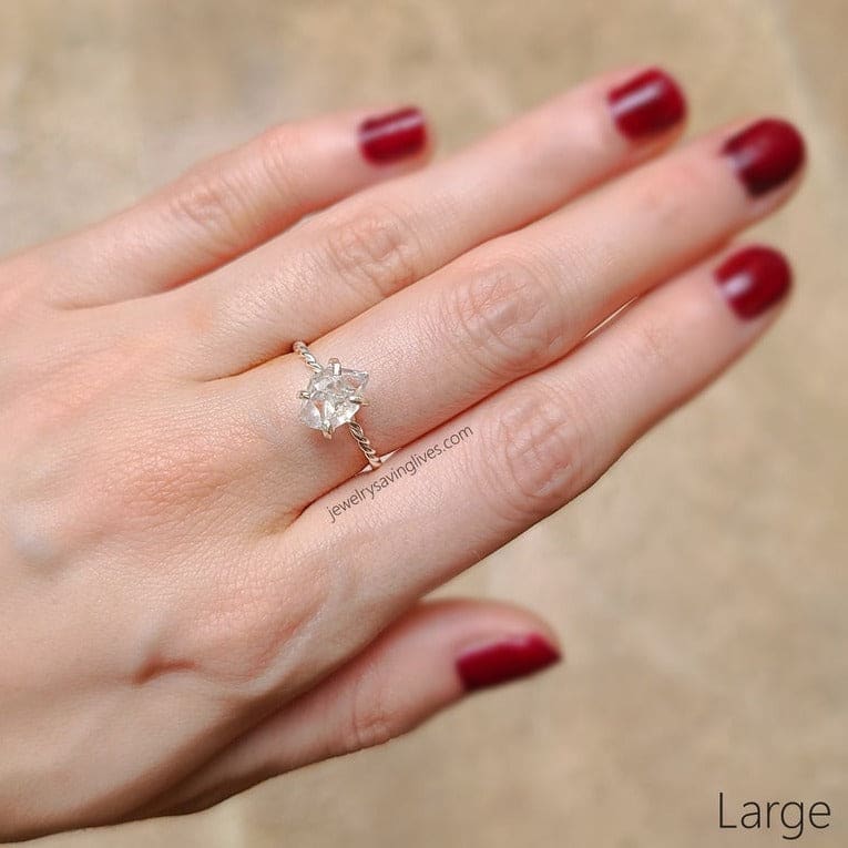 Twisted Herkimer Diamond Ring Rings Handmade Handcrafted