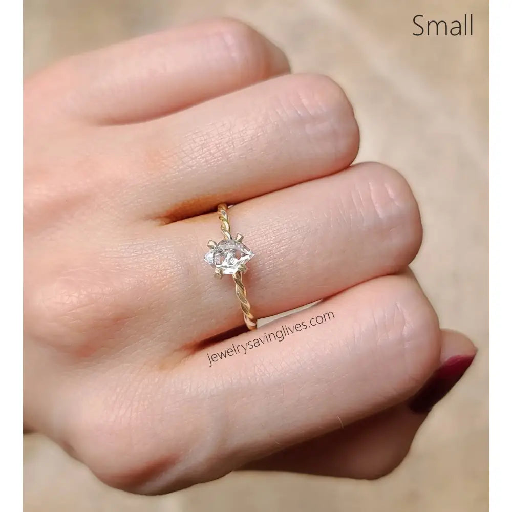 Twisted Herkimer Diamond Ring Rings Handmade Handcrafted