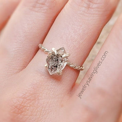 Twisted Herkimer Diamond Ring Rings Handmade Handcrafted