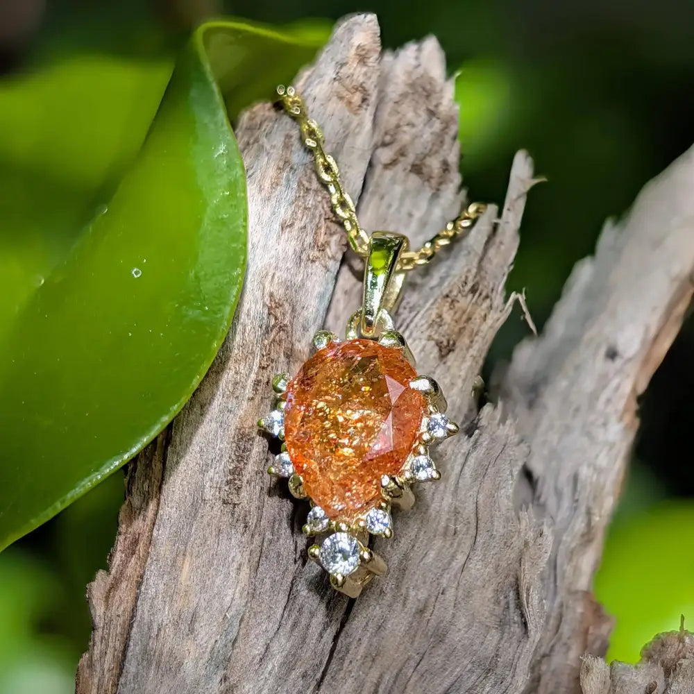 Upside-Down Teardrop Necklace - Sunstone Necklaces Handmade Handcrafted