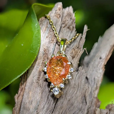 Upside-Down Teardrop Necklace - Sunstone Necklaces Handmade Handcrafted