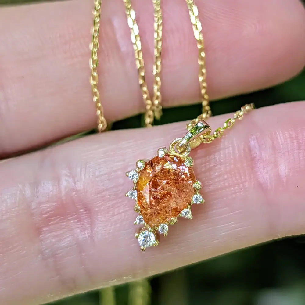 Celestial Drop - Sunstone Upside-Down Teardrop Necklace Necklaces Handmade Handcrafted
